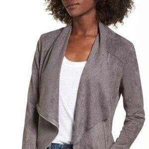 Drape Front Faux Suede Jacket